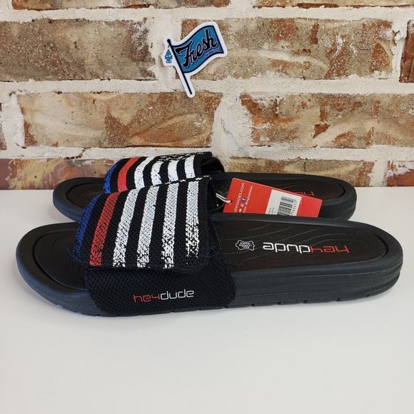 Hey Dude Shoes Phoenix Sox Unite Flag Adjustable Sandals Size 8 Black/Red/Blue main image 11